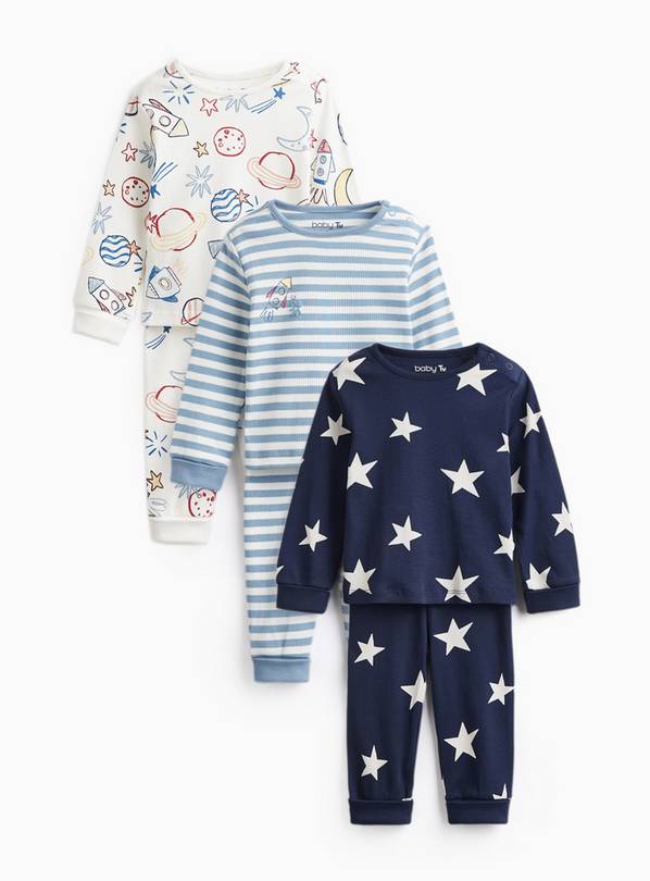 Space Print Pyjamas 3 Pack 12-18 months
